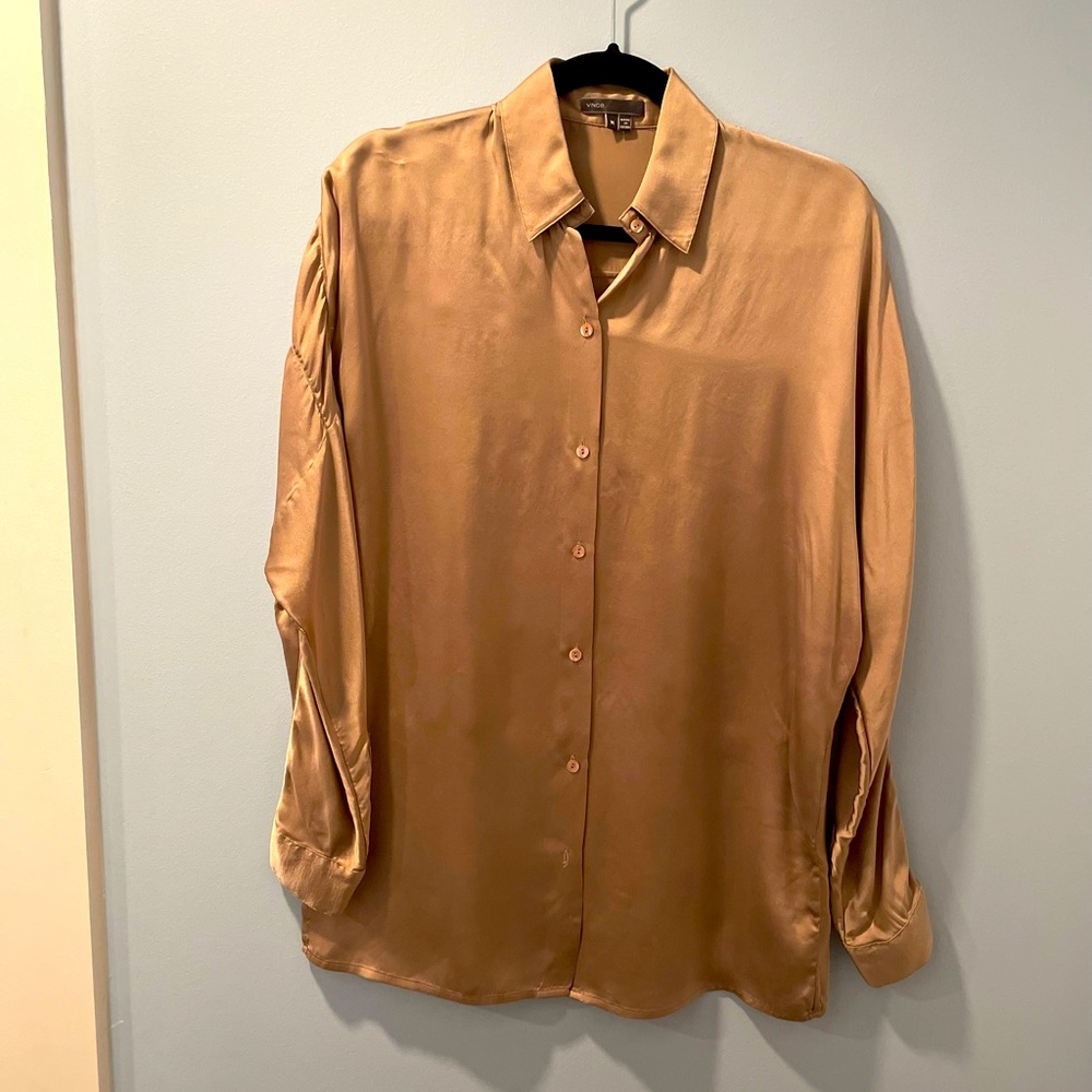 Tan silk Vince shirt